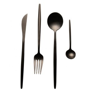 Factory direct sale Luxury high quality 18/10  stainless steel metal black silverware matte black flatware