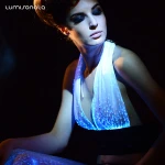 Fashion optic fiber Luminous girls night club stage dance wear led light up bra with remote control