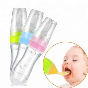 feeding juice silicone semi-liquid baby bottle with spoon