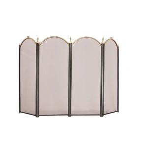 Fireolace screen,in double brass bar,iron mesh