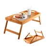 Foldable Bamboo Serving Tray Wooden Laptop Bed Table Breakfast Tray with Folding Leg