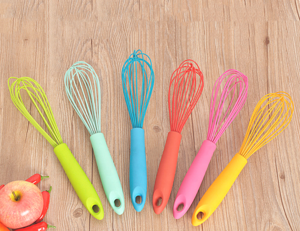 Food grade colorful 8 line Silicone Hand Mixer manual egg beater silicone whisk for cake