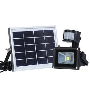 Free sample outdoor 10W 20w 30w 50w pir sensor rechargeable solar garden light