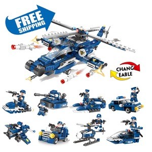Free Shipping 8 In 1 Police Building Brick Sets Children Toys Low MOQ ABS Plastic Amazon Hot Sale SWAT Building Blocks For Kid