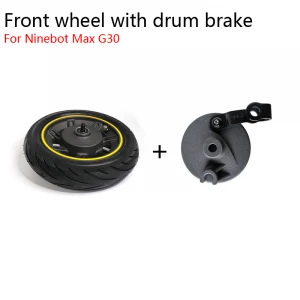 Front Wheel Hub with Vacuum Tire Drum Brake Cover Pads for Max G30 electric scooter Spare Repair Parts