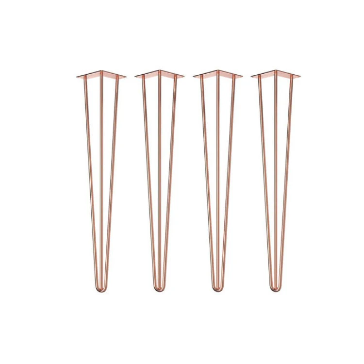 Furniture accessories golden metal simple 3rod gold hairpin table legs