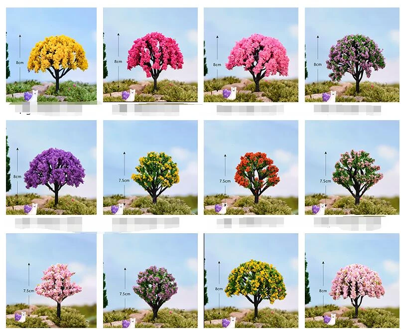 Garden ornamental landscape artificial blossom flower trees 8 cm miniature cherry tree
