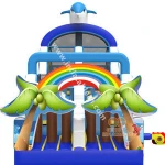 Giant Ocean Obstacle Course dolphin sea climbing wall and slide inflatable sport game for party amusement/water Park fun game