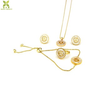 Gold plated innitial letter pendant necklace, ring, earrings and bracelet jewelry set
