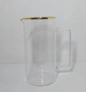 gold rimmed borosilicate water glass carafe pitcher jug with handle
