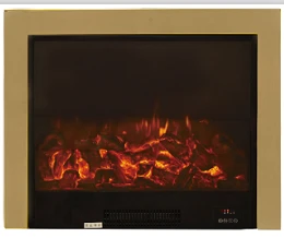 golden color machine carved indoor used Remote control electric fireplace