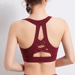 Good quality Cross sports shock proof plus size tops with built in yoga bra top