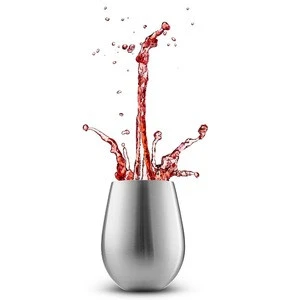 Grade 18/8 Stainless Steel Stemless Wine Cups (Set of 4) Unbreakable Red and White Wine Glass 18oz