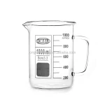 Hand Blown Clear Borosilicate Glass Measuring Beaker with Handle