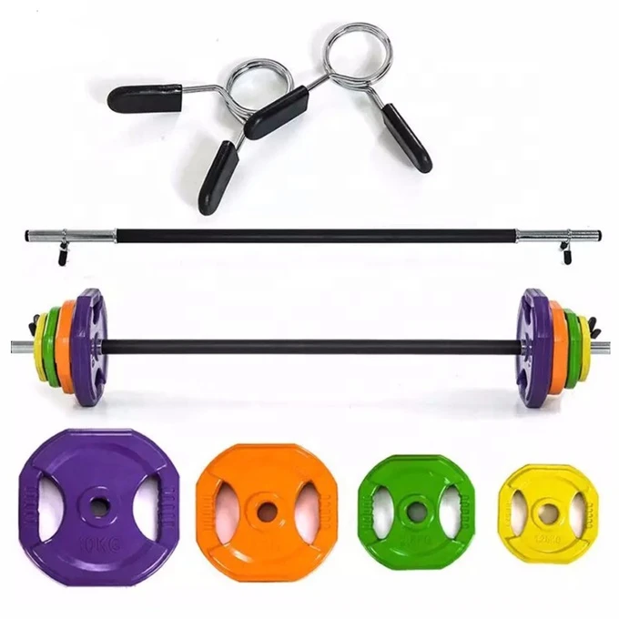 High Quality 20kg Body Pump Barbell Set Rubber Coloured Barbell Pump Set