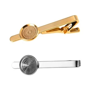 High Quality 24K gold plating or ectroplated Tie Clip with 18mm Round Bezel