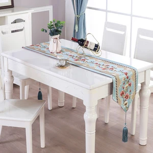 High quality  luxury decorative table runner washable flowers  elegant table runner