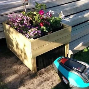 Hight-quality wooden lawn mower robot garage shelter flower pot