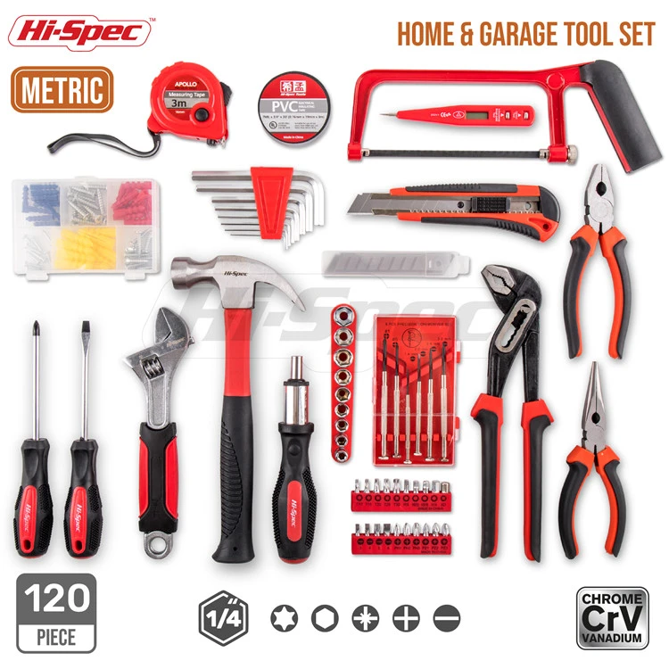Hispec 120 Pieces Home Garage  Hand Tools Hardware Tool Kit Set