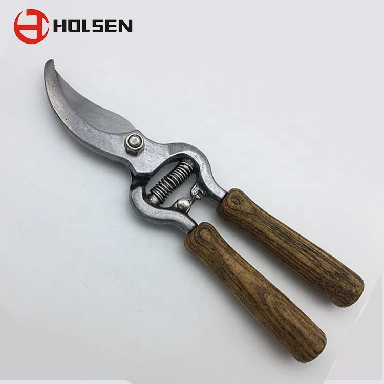 HOLSEN Professional Straight Blade wooden handle pruning Shear Floral secateurs