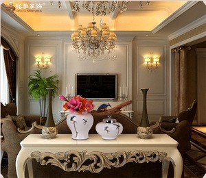 Home decorative chinese porcelain decor porcelain flower jar with lid wholesale