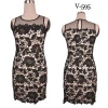 Homecoming dresses new design black lace dress for fat women V-595