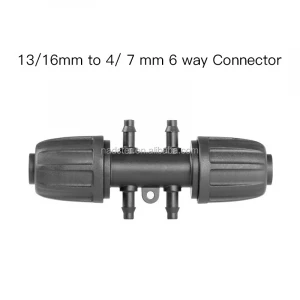 Hose distributor 1/2"mm to 1/4" 6 way hose connector garden irrigation tools, garden water pipe fittings