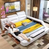 Hot Sale Bedroom Sets Furniture Smart Bed With Bluetooth Speaker Multifunctional Massage Storage Leather Bed Tufted Beds Camas