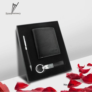 Hot Sale High Quality Pens Box Set Leather Ballpoint Pen With Key Chain Wallet For Festival Gifts