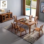 Hot sale rectangelar solid wood dining room furniture wood dinning table set 100% natural wood dinning table for home