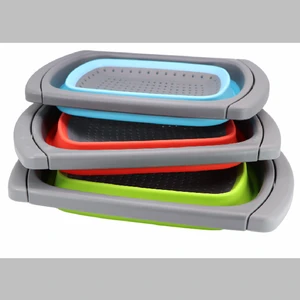 Hot sale silicone Drain Basket foldable kitchen water strainer Draining Basket for vegetable and fruit
