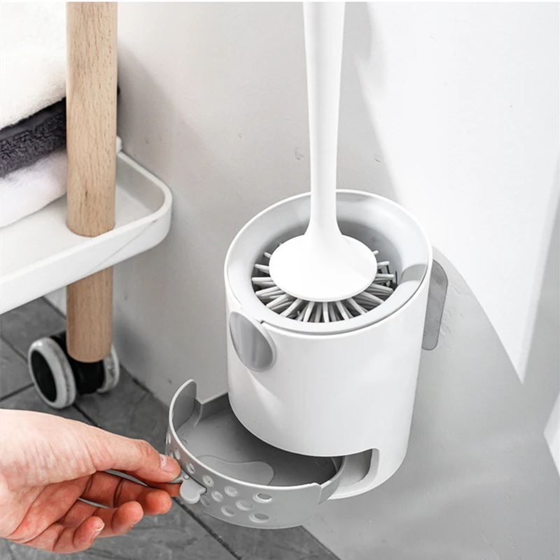 Hot Sale Soft Bristles Toilet Brush Wall Hanging Floor Dual-purpose Bathroom Cleaning Kit Without Diatom Mud