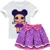 Hot sale summer  lovely kids boutique outfit 3 piece print skirt sets little baby girls clothing sets clothes dress