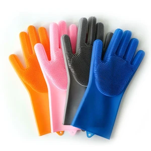 Hot Selling Eco-Friendly Protect Hand Save Time Silicone Cleaning Brush Magic Kitchen Dishwashing Silicone Gloves