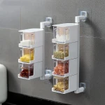 Household Multi-layer Rotating Wall-mounted Salt Sugar Pepper Sorting Spice Rack Storage Box Kitchen Space-saving Gadgets