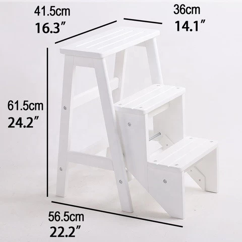 Household Space Dual-Purpose Chair Folding Stool Ladder Bench Solid Wood Climbing Cloakroom Kitchen Step Stool