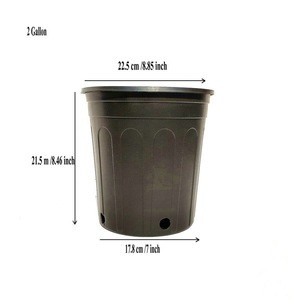 IN Stock 1 ,2,3 ,5 Gallon Round Black  Plastic Nursery Flower Smart Mini Garden Pots Plastic Plant Pots
