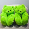 Indoor anti-slip Faux fluffy Fur luxury fashion brand is selling  kids teddy bear slippers For women