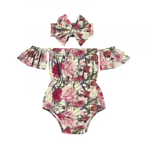Infant clothing baby rompers flower prints one-shouldered girl romper play jumpsuits western bodysuit baby romper newborn