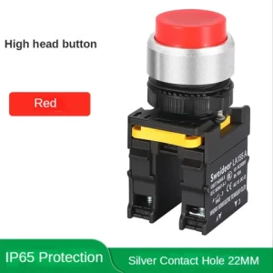 IP65 waterproof extended round high head button switches 22mm non-illuminated push button self-recovery