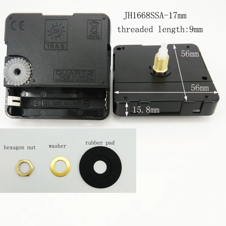 JH1668SSA-17 Hot Sale ABS Silence Sweep Movement For Wall Clock mechanism accessories with pointers aluminium clock hands