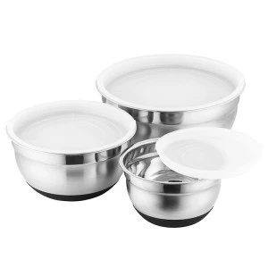 Kitchen Colorful Round Stainless Steel Serving Non Slip Salad Bowl With Plastic Lids