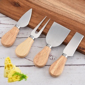 Kitchen craft cheese cutting gadget with wood handle stainless steel cheese knife set