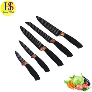 Kitchen Gadgets Nonstick 5PCS Black and Copper Kitchen Knife Set