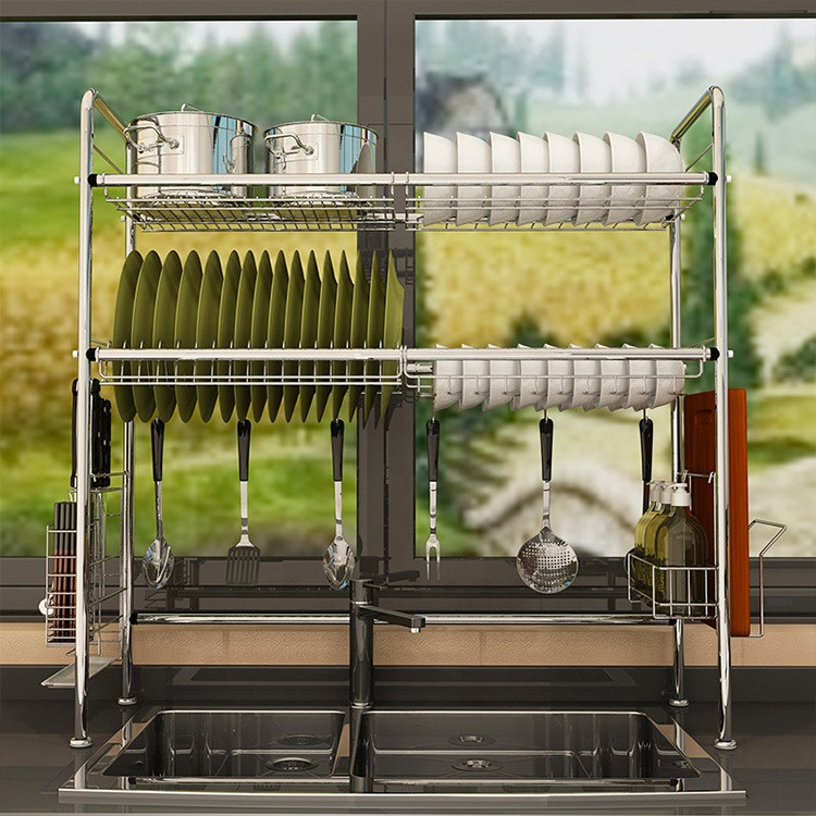 Buy Kitchen Sink Dish Rack 304 Stainless Steel Kitchen Storage Shelf ...