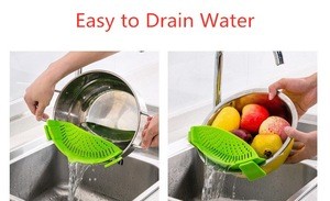 Kitchen Use Clip on Silicone Washing Colander Household Gadget Washing Drainer
