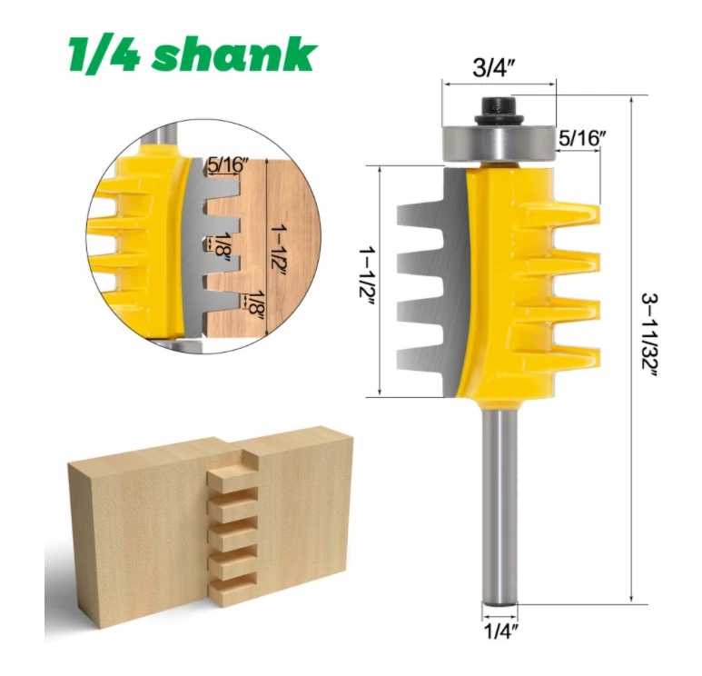 L-N148 1PC 8mm Shank Rail and Stile Finger Joint Glue Router Bit Cone Tenon Woodwork Cutter Power Tools