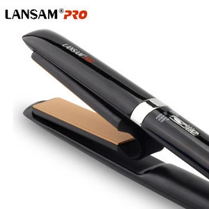 LANSAM Wholesale Professional PTC Heater LCD Display Flat Iron Salon Hair Straightener with 240 degree