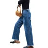 Latest design lady Blue Loose denim pants high waist wide leg women Jeans