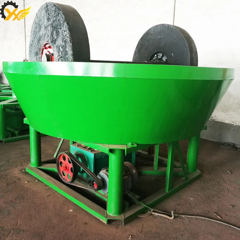 Latest Gold mining gold grinding machine wet pan mill and  gold shaking table